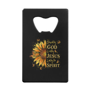 Gezegend door God - Geliefd door Jezus, Zonnebloem Creditkaart Flessenopener