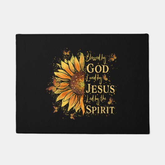 Gezegend door God - Geliefd door Jezus, Zonnebloem Deurmat (Voorkant)