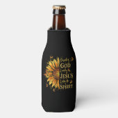 Gezegend door God - Geliefd door Jezus, Zonnebloem Flesjeskoeler (Fles Voorkant)