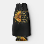 Gezegend door God - Geliefd door Jezus, Zonnebloem Flesjeskoeler (Achterkant)