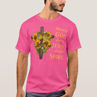 Gezegend door God Geliefd door Jezus Zonnebloem Kr T-shirt