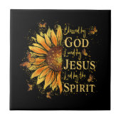 Gezegend door God - Geliefd door Jezus, Zonnebloem Tegeltje (Voorkant)