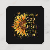 Gezegend door God - Geliefd door Jezus, Zonnebloem Vierkante Visitekaartje (Voorkant)