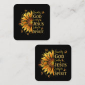 Gezegend door God - Geliefd door Jezus, Zonnebloem Vierkante Visitekaartje (Voorkant / Achterkant)