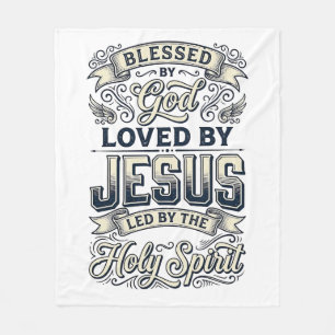 Gezegend Door God Jezus Heilige Geest Vintage T-sh Fleece Deken