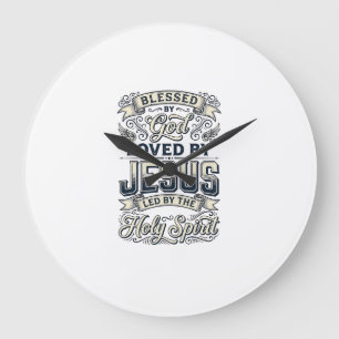 Gezegend Door God Jezus Heilige Geest Vintage T-sh Grote Klok