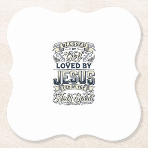 Gezegend Door God Jezus Heilige Geest Vintage T-sh Kartonnen Onderzetters