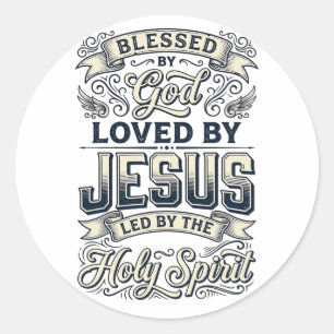 Gezegend Door God Jezus Heilige Geest Vintage T-sh Ronde Sticker