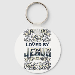 Gezegend door God Jezus Heilige Geest Vintage T-sh Sleutelhanger