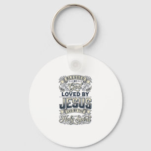 Gezegend Door God Jezus Heilige Geest Vintage T-sh Sleutelhanger
