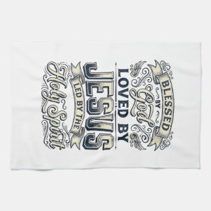 Gezegend Door God Jezus Heilige Geest Vintage T-sh Theedoek