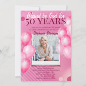 Gezegend door God Roze Foto Christelijk 50ste Verj Kaart (Voorkant)
