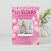 Gezegend door God Roze Foto Christelijk 50ste Verj Kaart (Staand voorkant)