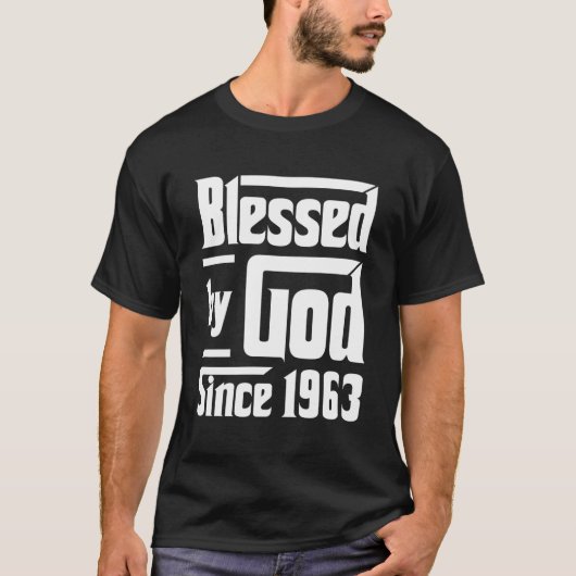 Gezegend door God sinds 1963 60ste verjaardag gesc T-shirt (Voorkant)