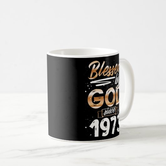 Gezegend door God sinds 1973, cadeautjes voor mann Koffiemok (Voorkant rechts)