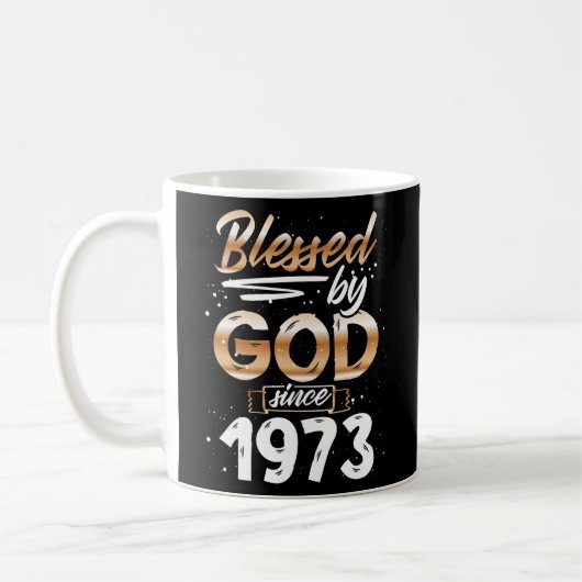 Gezegend door God sinds 1973, cadeautjes voor mann Koffiemok (Links)