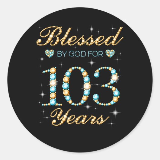 Gezegend door God voor 103 103e Py Ronde Sticker (Voorkant)