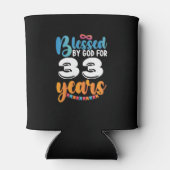 Gezegend door God voor 33 jaar Blikjeskoeler (Achterkant)