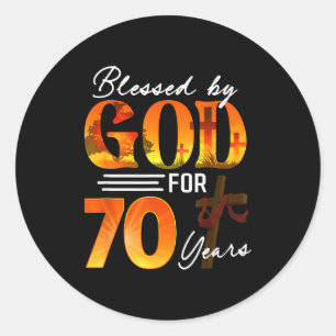 Gezegend door God voor 70 jaar oud cadeau 70ste ve Ronde Sticker