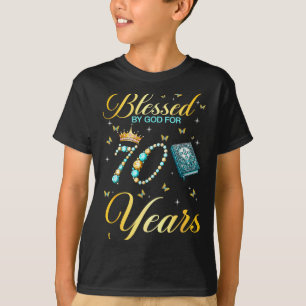 Gezegend door God voor 70 jaar oud christelijk ver T-shirt
