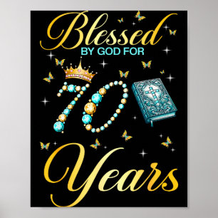Gezegend door God voor 70 jaar oud christelijke ve Poster