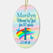 GEZEGEND DOOR GOD VOOR 80 JAAR GEPERSONALISEERD OR KERAMISCH ORNAMENT (Links)