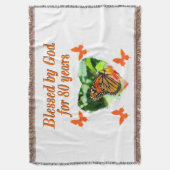 GEZEGEND DOOR GOD VOOR 80 JAAR VLINDER FOTO DEKEN (Voorkant Verticaal)