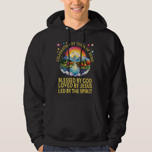 Gezegend door God voor 89 jaar regenboog bij zonso Hoodie