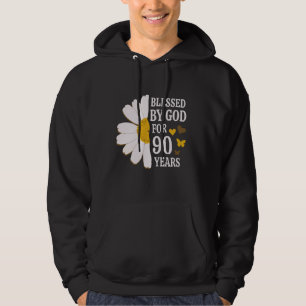 Gezegend door God voor 90 jaar 90ste verjaardag Da Hoodie