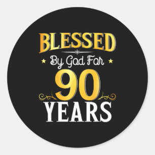 Gezegend door God voor 90 jaar 90ste verjaardag Ma Ronde Sticker