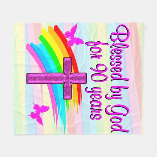 GEZEGEND DOOR GOD VOOR 90 JAAR FLEECE DEKEN (Voorkant (Horizontaal))