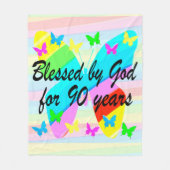  GEZEGEND DOOR GOD VOOR 90 JAAR FLEECE DEKEN (Voorkant)