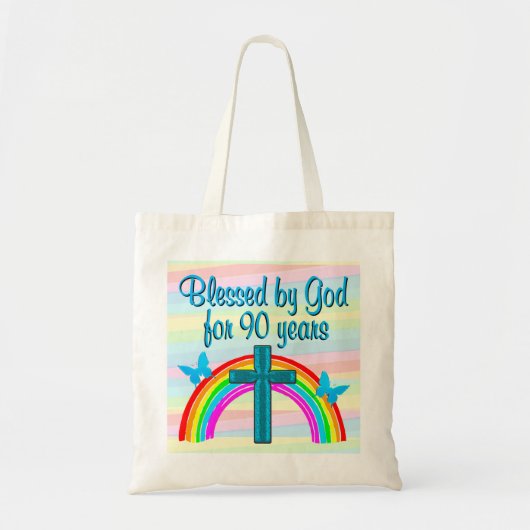 GEZEGEND DOOR GOD VOOR 90 JAAR KLEINE CANVAS TAS (Voorkant)