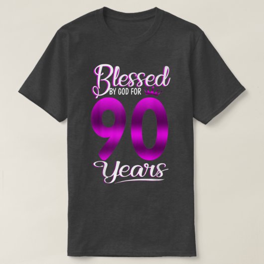 Gezegend door God voor 90 jaar oude 90e verjaardag T-shirt (Design voorkant)