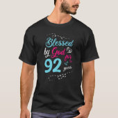 Gezegend door God voor 92 jaar 92ste verjaardagsfe T-shirt (Voorkant)
