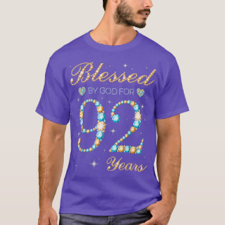 Gezegend door God voor 92 jaar oud 92e verjaardag T-shirt