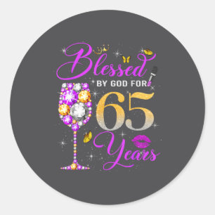 Gezegend door God voor vrouwen van 65 jaar 65e ver Ronde Sticker