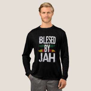 Gezegend door Jah – Grunge Typografie met Rastafar Tri-Blend Shirt