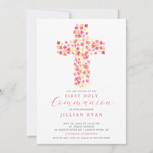 Gezegend eerste communie uitnodiging (Voorkant)
