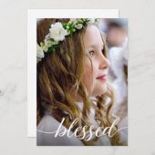 Gezegend Eerste Heilige Communie Foto Dank u Bedankkaart (Voorkant / Achterkant)