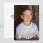 Gezegend Eerste Heilige Communie Jongen Foto Dank  Bedankkaart (Voorkant / Achterkant)