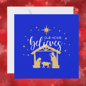 Gezegend Eerste Huis Kerstmis Geboorte Scène Feestdagenkaart