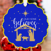 Gezegend Eerste Huis Kerstmis Geboorte Scène Ornament Kaart