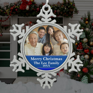 Gezegend Eerste Huis Kerstmis Geboorte Scène Tin Sneeuwvlok Ornament