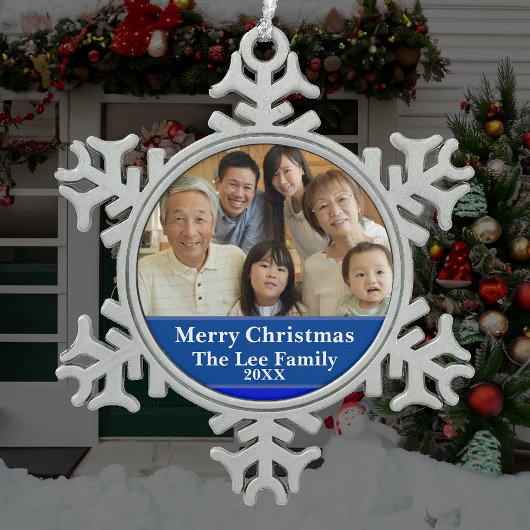 Gezegend Eerste Huis Kerstmis Geboorte Scène Tin Sneeuwvlok Ornament