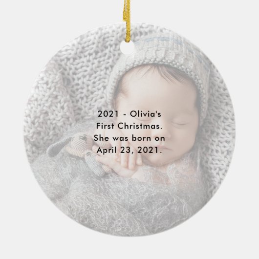 Gezegend | Elegant Script Overlay-out met kerstmis Keramisch Ornament (Achterkant)