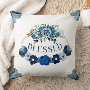 GEZEGEND Elegante Blauw Goud Bloemen Inspiratie Kussen