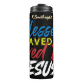 Gezegend en bemind door Jezus Thermosbeker (Voorkant)