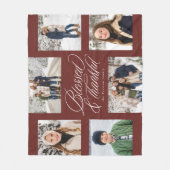 Gezegend en dankbaar 6 foto collage kastanjebruin fleece deken (Voorkant)