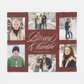 Gezegend en dankbaar 6 foto collage kastanjebruin fleece deken (Voorkant (Horizontaal))